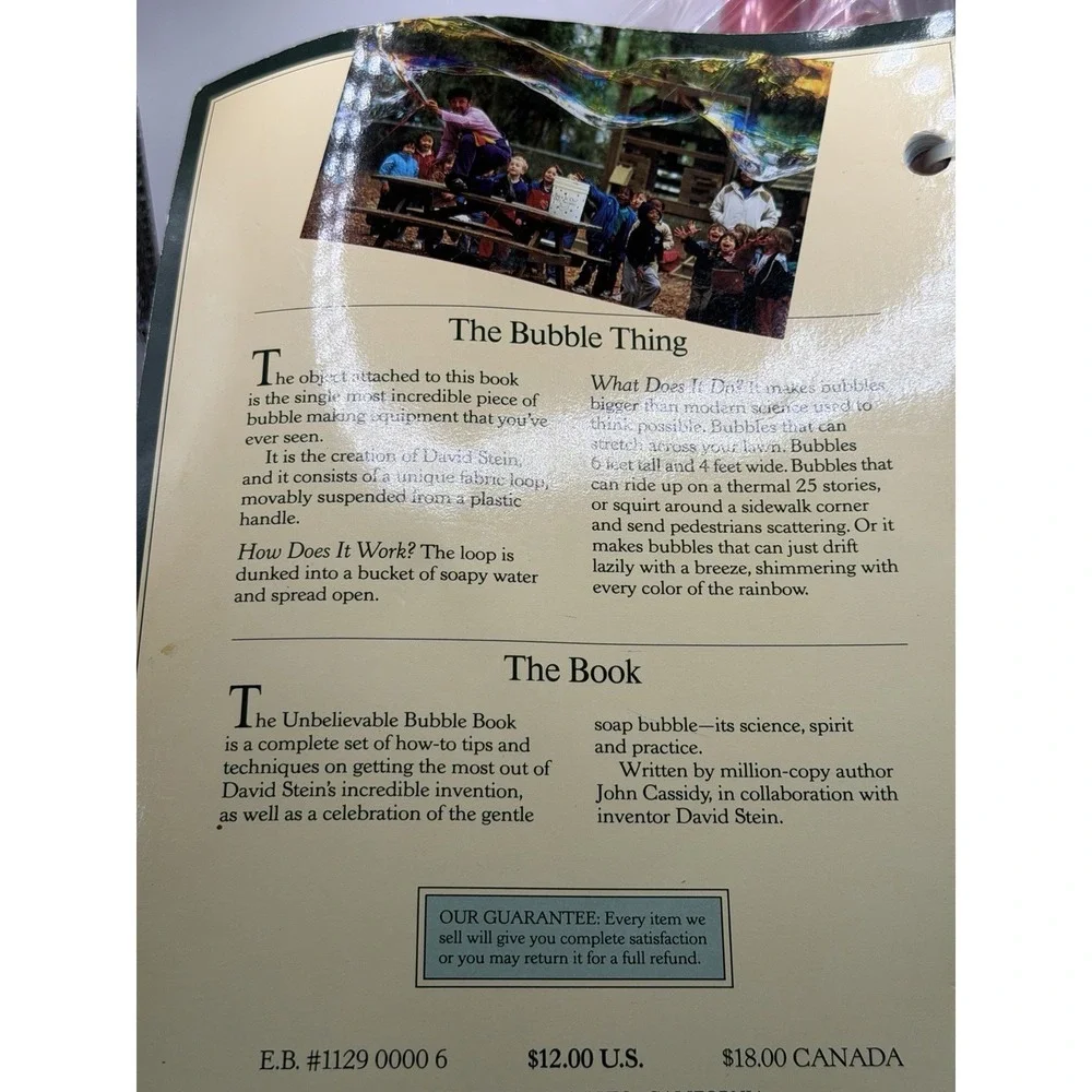 The Unbelievable Bubble Book John Cassidy 1989 Eddie Bauer Unopened Never Used‎